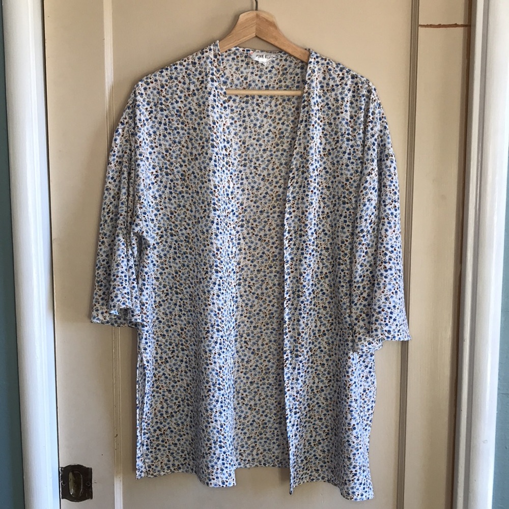 Pink Rose floral open cardigan / kimono